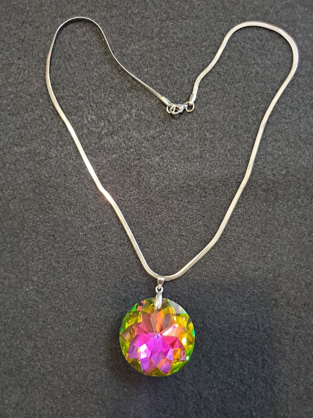 Iridescent Multi-Color Crystal Pendant Necklace - Women Jewelry